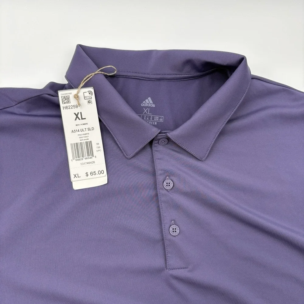 Adidas NWT Mens Polo Shirt XL Tech Purple A514 Golf Primegreen DAMAGED READ